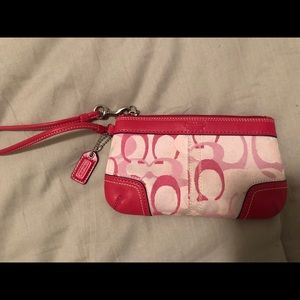 Coach Pink and White Wristlet
